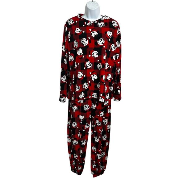 Women's Disney Red Mickey Mouse Christmas Pajama Set Sz Large Pant & Top Pj's - Picture 2 of 9